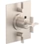 California Faucets Cayucos Thermostatic Valve Trim Only with Triple Cross Handles and Volume Control - Less Rough In Satin Nickel