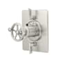 California Faucets Steampunk Bay Thermostatic Valve Trim Only with Single Wheel Handle and Double Integrated Volume Controls - Less Rough In Satin Nickel