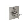 California Faucets Descanso Thermostatic Valve Trim Only with Single Knurled Cross Handle and Integrated Volume Control - Less Rough In Polished Chrome