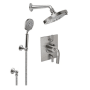 California Faucets Descanso Thermostatic Shower System with Shower Head, Hand Shower, Shower Arm, Hose, and Valve Trim Polished Chrome