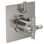 California Faucets Descanso Thermostatic Valve Trim Only with Single Knurled Cross Handle and Integrated Volume Control - Less Rough In Polished Brass Uncoated