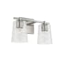 Capital Lighting 2 Light 15" Wide Bathroom Vanity Light with Patterned / Etched Glass Shades Brushed Nickel