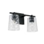 Capital Lighting 2 Light 15" Wide Bathroom Vanity Light with Patterned / Etched Glass Shades Matte Black