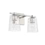 Capital Lighting 2 Light 15" Wide Bathroom Vanity Light with Patterned / Etched Glass Shades Polished Nickel