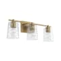 Capital Lighting 3 Light 24" Wide Bathroom Vanity Light with Patterned / Etched Glass Shades Aged Brass