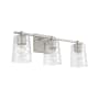 Capital Lighting 3 Light 24" Wide Bathroom Vanity Light with Patterned / Etched Glass Shades Brushed Nickel