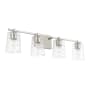 Capital Lighting 4 Light 33" Wide Bathroom Vanity Light with Patterned / Etched Glass Shades Brushed Nickel