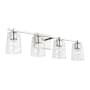 Capital Lighting 4 Light 33" Wide Bathroom Vanity Light with Patterned / Etched Glass Shades Polished Nickel