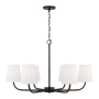 Capital Lighting Brody 6 Light 35" Wide Chandelier with White Fabric Shades Matte Black