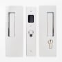 Cavilock Magnetic Single Cylinder Pocket Door Pull Set with RH Key / LH Passage for 1-3/8 Inch Thick Doors Bright Chrome