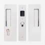 Cavilock Magnetic Single Cylinder Pocket Door Pull Set with LH Key / RH Passage for 1-3/8 Inch Thick Doors Bright Chrome