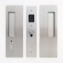 Cavilock Magnetic Single Cylinder Pocket Door Pull Set with LH Key / RH Passage for 1-3/8 Inch Thick Doors Satin Chrome