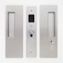 Cavilock Magnetic Single Cylinder Pocket Door Pull Set with RH Key / LH Passage for 1-3/4 Inch Thick Doors Satin Chrome