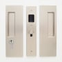 Cavilock Magnetic Single Cylinder Pocket Door Pull Set with LH Key / RH Passage for 1-3/8 Inch Thick Doors Satin Nickel