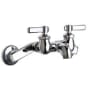 Chicago Faucets Wall Mounted Service Sink Faucet with Short Spout, Pail Hook and Metal Lever Handles Chrome