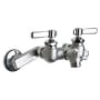 Chicago Faucets Wall Mounted Service Sink Faucet with Short Spout, Pail Hook and Metal Lever Handles Rough Chrome