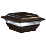 Classy Caps Imperial 6" Wide Dual Mode LED Solar Post Cap Light that fits 3.5" x 3.5" or 4" x 4" Post Bronze