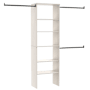 ClosetMaid SuiteSymphony 7 to 10 Foot Wide Closet System Kit with 5 Shelf 25"W Tower and 3 Hanging Rods White Timber