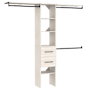 ClosetMaid SuiteSymphony 6 to 9 Foot Wide Closet Organizer Tower System with 2 Modern Style Drawers White Timber