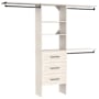 ClosetMaid SuiteSymphony 7 to 10 Ft Wide DIY Closet Organizer System with 3 Drawers, 3 Shelves, and 3 Hanging Rods White Timber