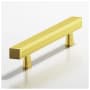 Colonial Bronze Modern Solid Brass 3 Inch Center to Center Squared Bar Cabinet Handle / Drawer Pull - Made in USA French Gold