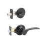 Copper Creek Kash Left Handed Sectional Single Cylinder Interior Door Handleset with Interior Thumbturn and Round Rose Black