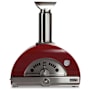Coyote 30 Inch Natural Gas or Wood Hybrid Freestanding Pizza Oven with Temperature Gauge and Thermoshift Chimney System Red