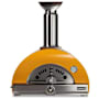 Coyote 30 Inch Natural Gas or Wood Hybrid Freestanding Pizza Oven with Temperature Gauge and Thermoshift Chimney System Yellow