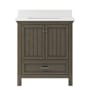CRAFT + MAIN Brantley 30" Free Standing Single Basin Vanity Set with Cabinet and Quartz Vanity Top Distressed Grey