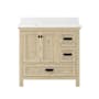 CRAFT + MAIN Brantley 36" Free Standing Single Basin Vanity Set with Cabinet and Quartz Vanity Top Winter Oak