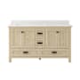 CRAFT + MAIN Brantley 60" Free Standing Double Basin Vanity Set with Cabinet and Quartz Vanity Top Winter Oak