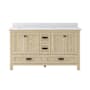 CRAFT + MAIN Brantley 60" Free Standing Double Basin Vanity Set with Cabinet and Quartz Vanity Top Winter Oak