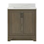 CRAFT + MAIN Lanagan 32" Free Standing Single Basin Vanity Set with Cabinet and Calacatta Bianco Quartz Vanity Top Shaded Timber