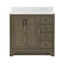 CRAFT + MAIN Lanagan 37" Free Standing Single Basin Vanity Set with Cabinet and Calacatta Bianco Quartz Vanity Top Shaded Timber