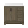 CRAFT + MAIN Lanagan 36" Free Standing Single Basin Vanity Set with Cabinet and Snow White Quartz Vanity Top with Single Faucet Hole Shaded Timber