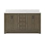 CRAFT + MAIN Lanagan 61" Free Standing Double Basin Vanity Set with Cabinet and Calacatta Bianco Quartz Vanity Top Shaded Timber