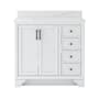 CRAFT + MAIN Lanagan 37" Free Standing Single Basin Vanity Set with Cabinet and Calacatta Bianco Quartz Vanity Top White