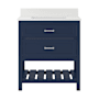 CRAFT + MAIN Lawson 32" Free Standing Single Basin Vanity Set with Cabinet and Snow White Quartz Vanity Top Aegean Blue