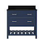 CRAFT + MAIN Lawson 37" Free Standing Single Basin Vanity Set with Cabinet and Black Galaxy Quartz Vanity Top Aegean Blue