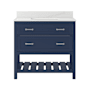 CRAFT + MAIN Lawson 37" Free Standing Single Basin Vanity Set with Cabinet and Calacatta Bianco Quartz Vanity Top Aegean Blue