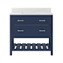 CRAFT + MAIN Lawson 37" Free Standing Single Basin Vanity Set with Cabinet and Calacatta Bianco Quartz Vanity Top with Single Faucet Hole Aegean Blue