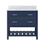 CRAFT + MAIN Lawson 37" Free Standing Single Basin Vanity Set with Cabinet and Carrara Vita Quartz Vanity Top Aegean Blue