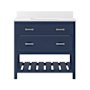 CRAFT + MAIN Lawson 37" Free Standing Single Basin Vanity Set with Cabinet and Snow White Quartz Vanity Top with Single Faucet Hole Aegean Blue
