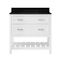 CRAFT + MAIN Lawson 37" Free Standing Single Basin Vanity Set with Cabinet and Black Galaxy Quartz Vanity Top White