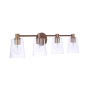 Craftmade Emilio 4 Light 33" Wide Vanity Light with Clear Glass Shades Satin Brass
