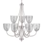 Craftmade Serene 9 Light 30" Wide Chandelier with Seedy Glass Shades Brushed Polished Nickel