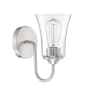 Craftmade Gwyneth 10" Tall Bathroom Sconce with Seedy Glass Shade Brushed Polished Nickel