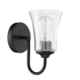 Craftmade Gwyneth 10" Tall Bathroom Sconce with Seedy Glass Shade Flat Black