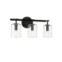 Craftmade Hailie 3 Light 20" Wide Vanity Light with Clear Glass Shades Flat Black