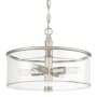 Craftmade Hailie 15" Wide Drum Chandelier / Semi-Flush Ceiling Fixture with Clear Glass Shade Satin Nickel